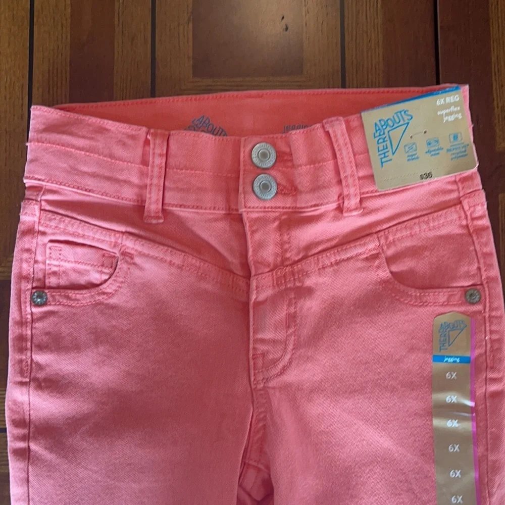 Thereabouts NWT Girls 6X Skinny Adjustable Waist Jeggings & Long Sleeve Blouse